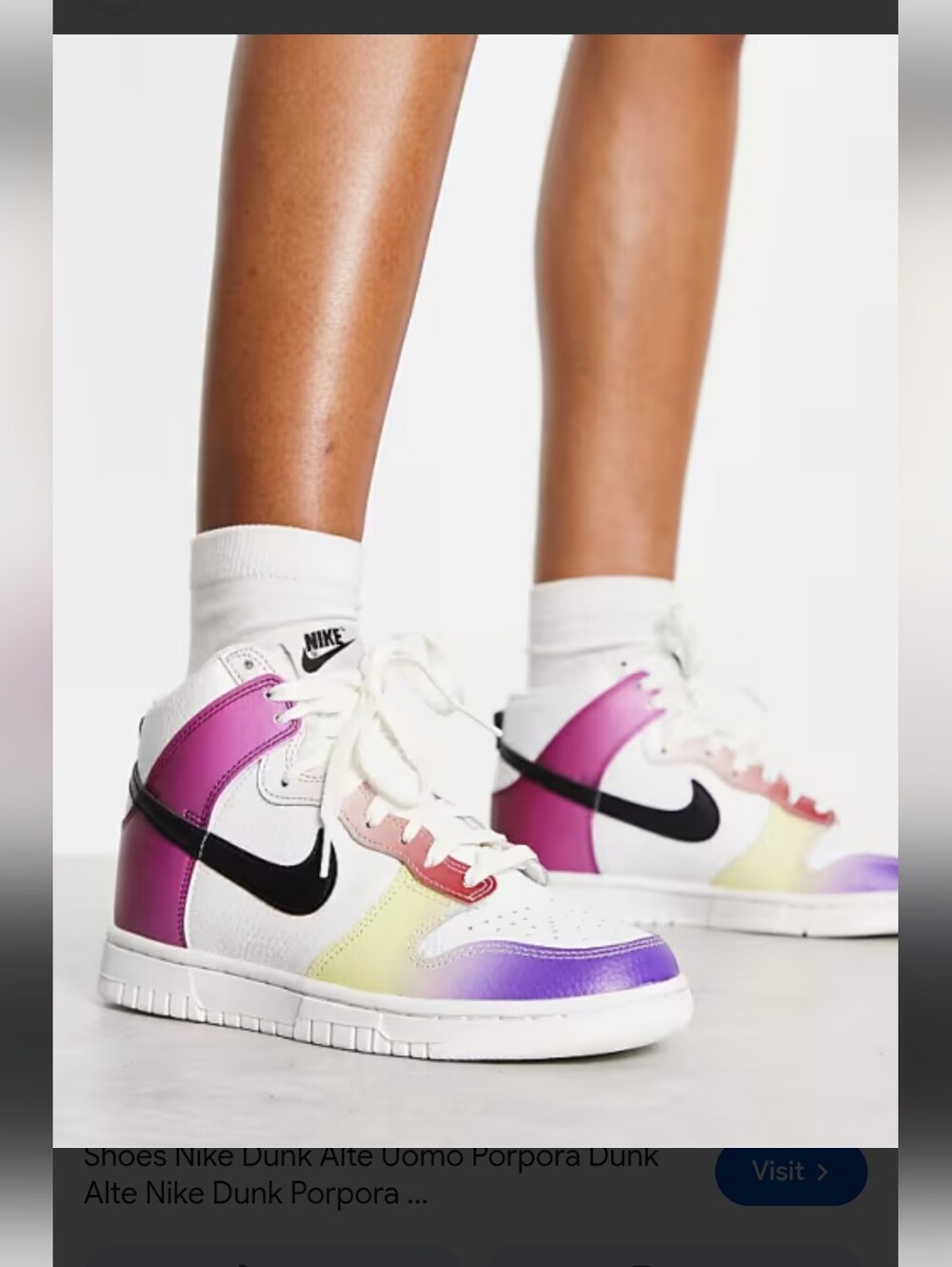 Nike Women’s High-Top Sneakers — White, Pink, Purple & Yellow